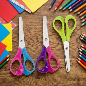 Tijeras de Seguridad para Niños y Estudiantes, Diseño Nuevo, Hoja Recta de Acero Inoxidable, Regla con Escala, Punta Redonda, Mango de Plástico, No Plegables - Product Image 2