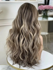 Luxury <strong>Blonde</strong> Balayage Straight Wave for 13x6 Lace Frontal <strong>Wig</strong> Highlight Bone Glueless Transparent Raw Virgin Closure <strong>Wigs</strong> - Product Image 4
