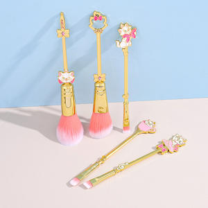 2025 nouveau 5 pièces or Rose dessin animé Marie chat maquillage pinceau ensemble pour filles exquis métal ombre à paupières pinceau poudre brosse - Product Image 6