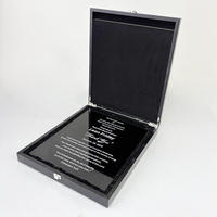 Boîte en bois noire pliable personnalisée en gros avec plaque de certificat noire transparente Plaques de récompense MH-MJ0472