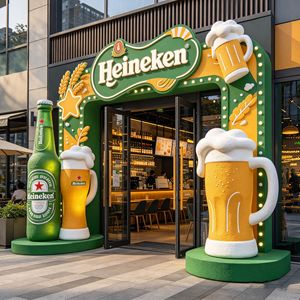 Scultura Gigante in Fibra di Vetro a Forma di Bottiglia di Birra con Dettagli Realistici, Vernice Anti-sbiadimento, Modello Decorativo per Esterni a Tema Bar e Pub - Product Image 3