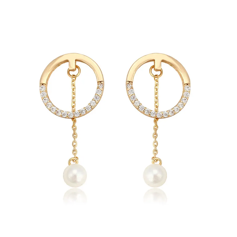 94601 New design good looking ladies jewelry circle tassel pearl pendant divisible earrings