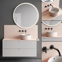 PA dinding dipasang lampu led cermin kayu lapis modern slate lemari kamar mandi vanity Unit