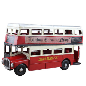 Nouveau modèle <span class=keywords><strong>de</strong></span> bus britannique à deux étages rétro vintage en étain fait main, ornement, accessoire <span class=keywords><strong>de</strong></span> photographie pour <span class=keywords><strong>comptoir</strong></span> <span class=keywords><strong>de</strong></span> bar, cadeau - Product Image 1