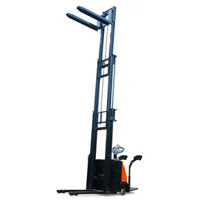 Stacker listrik 1.5 Ton 3 Meter, semua Stacker elektrik hidrolik sepenuhnya tumpuk listrik berdiri berkendara Forklift