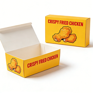 Cajas de Cartón Autoarmables para Pollo Frito Crujiente, Impresión a Cuatro Colores, Envases Rectangulares Desechables para Alimentos, Materiales Reciclados - Product Image 1