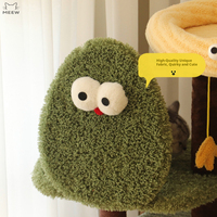 Mobilier d'escalade pour chats d'intérieur, arbre à chat multi-niveaux avec condo et griffoir, en peluche douce, motif chat de forêt de dessin animé mignon