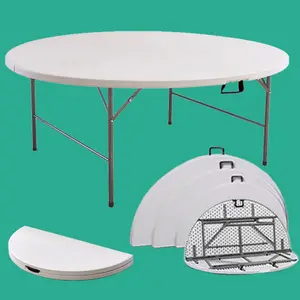 Fabbrica all'ingrosso mobili per matrimoni per feste pieghevole piccolo pacchetto colore bianco hotel table rental 10 persone tavolo pieghevole rotondo