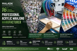Juego Mahjongg de tablero con monograma personalizado, juego de 160 azulejos para <span class=keywords><strong>mujer</strong></span>, fiesta de 2 capas, Mahjong Acrílico - Product Image 3