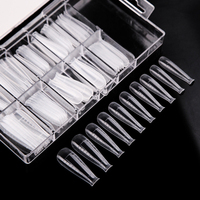 Boîte de présentation XXL en ABS pour faux ongles cercueil transparents extra longs, pré-conçus, non toxiques, pour doigts, avec étiquette privée