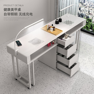 Juego de mesa y silla para manicura de lujo, multifuncional, moderno, de diseño reciente, para una o dos personas, con apariencia en estilo crema. - Product Image 3