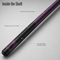 Queue de billard en fibre de carbone violette 1470 mm 19 oz, joint en acier inoxydable 1/2, pour snooker, billard chinois 8 boules, 9 boules, vente en gros