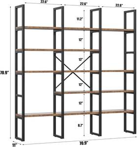 Étagères de présentation ouvertes marron pour bureau à domicile <span class=keywords><strong>Etagere</strong></span> Triple Wide Shelf Book Case Tall Bookshelf 3 Drawers Storage Shelves Bookcase - Product Image 2