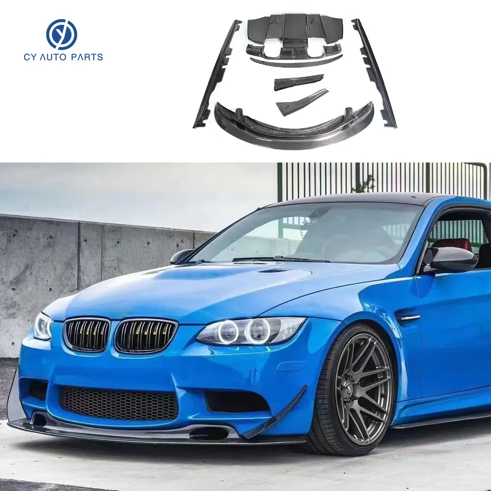 VRS stil karbon Fiber gövde kiti ön arka ÖN TAMPON dİfüzörü Splitter yan etek arka spoiler BMW M3 E92 2006-2010