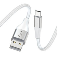 Kabel USB a 2.0 ke USB C Premium Berbahan Aluminium 5V 3A Kecepatan Tinggi 480Mbps Kabel Pengisi Daya Berlapis Katun