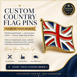 Spilla da Bavero Personalizzata con Logo in Metallo Anticato, Distintivo Smaltato Rigido o Morbido, Bandiera di Francia e Stati Uniti, Tema Paesi del Mondo - Product Image 2