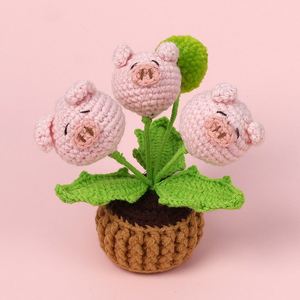 Planta en Maceta Tejida a Mano con Hilo de Ganchillo Artificial, Panda, Cerdito, Conejo, para Regalo de Halloween, Navidad, San Valentín - Product Image 3