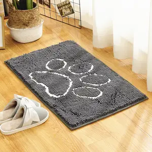 Microfiber Absorbent Muddy Rug Dog Door Entrance Mat Carpet with Paw