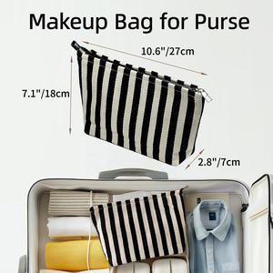 Sac à cosmétiques pliable en toile pour petites filles, avec poignée souple, grande capacité, fermeture éclair résistante à l'eau - Product Image 5