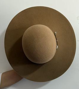CLN6232 Chapeaux en feutre de laine à calotte ouverte en gros, calotte ouverte de 6 pouces, bord de 4 1/4 pouces, bandeau en cuir, style western - Product Image 1