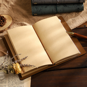 Cuaderno encuadernado en espiral, diario de escritura Vintage recargable para mujeres con páginas Kraft, pegatina de bolsa de Pvc, cuaderno Retro con cubierta de cuero - Product Image 4