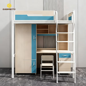 Lit superposé moderne en métal pour enfants et <span class=keywords><strong>adultes</strong></span>, avec bureau, chaise et échelle, idéal pour les dortoirs scolaires, les auberges de jeunesse et les chambres. - Product Image 2