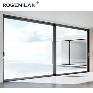 ROGENILAN Nouvelles portes coulissantes panoramiques <span class=keywords><strong>en</strong></span> verre trempé à double couche avec cadre <span class=keywords><strong>en</strong></span> aluminium ultra-mince noir de grande taille personnalisées - Product Image 2