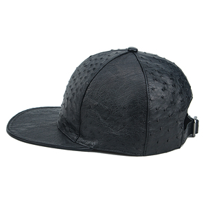 Piel de avestruz SnapBack <span class=keywords><strong>Cap</strong></span> 6 panel ala plana personalizada llanura piel de avestruz negro SnapBack gorra y sombrero - Product Image 4