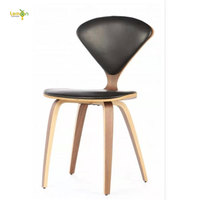Chaise de salle à manger Cherner avec coussin en cuir, chaise de restaurant avec coussin en cuir