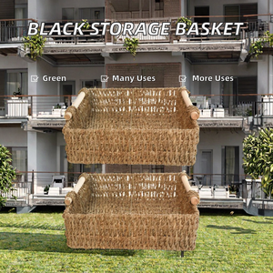 Cesta plegable de una sola capa para el baño, para ropa sucia, de mimbre de salteña, con diseño de hoja, ecológica, multifuncional, para plantas - Product Image 2