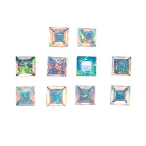 หยาชี โอปอลเอธิโอเปียธรรมชาติ คริสตัลทรงสี่เหลี่ยม 3x3 มม. หลายสี พลอยหลวมสำหรับทำเครื่องประดับ บำบัดจักระ - Product Image 1