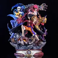 Figur Aksi Anime Dekorasi Kolektor One Piece LX Tiga Kapten Onigashima Patung Luffy Kid Law Model GK Koleksi