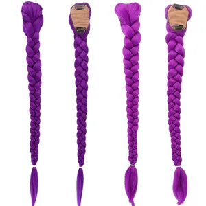 Cola de Caballo Sintética Trenzada Morada para Disfraces Infantiles, Cola de Caballo de 26 Pulgadas de Largo con Pinzas para Niñas, Halloween, Navidad - Product Image 2