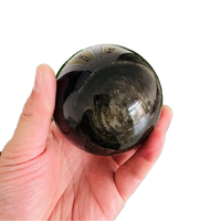 Sphère d'obsidienne en or naturel en gros boule de cristal d'obsidienne dorée noire pour la décoration intérieure