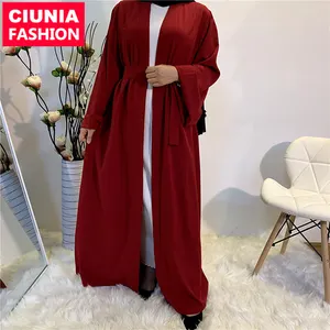 1763 # Hot Bán hồi giáo abaya khiêm tốn thời trang dài cardigan đồng bằng Dubai mở abaya Thổ Nhĩ Kỳ quần áo dài tay áo màu rắn abaya