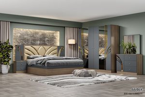Ensemble de meubles de chambre à coucher Nova Luxury Modern Turkish Design 6 pièces, lit <span class=keywords><strong>King</strong></span>/Queen size, tête de lit capitonnée, rangement en bois - Product Image 5