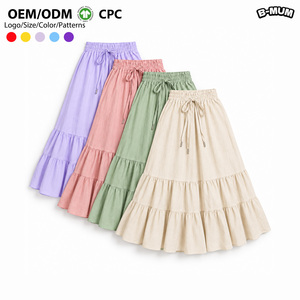 <span class=keywords><strong>Jupe</strong></span> longue à volants pour filles, taille élastique avec cordon de serrage, ourlet à volants, coupe trapèze, vêtements d'été décontractés pour enfants, vente en gros OEM - Product Image 1