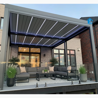 Sweet Home Aluminium Motorisierte Einziehbare LED Bioklimatische Pergola mit Lamellendach - Wasserdicht, Umweltfreundlich, Langlebig, Freistehend