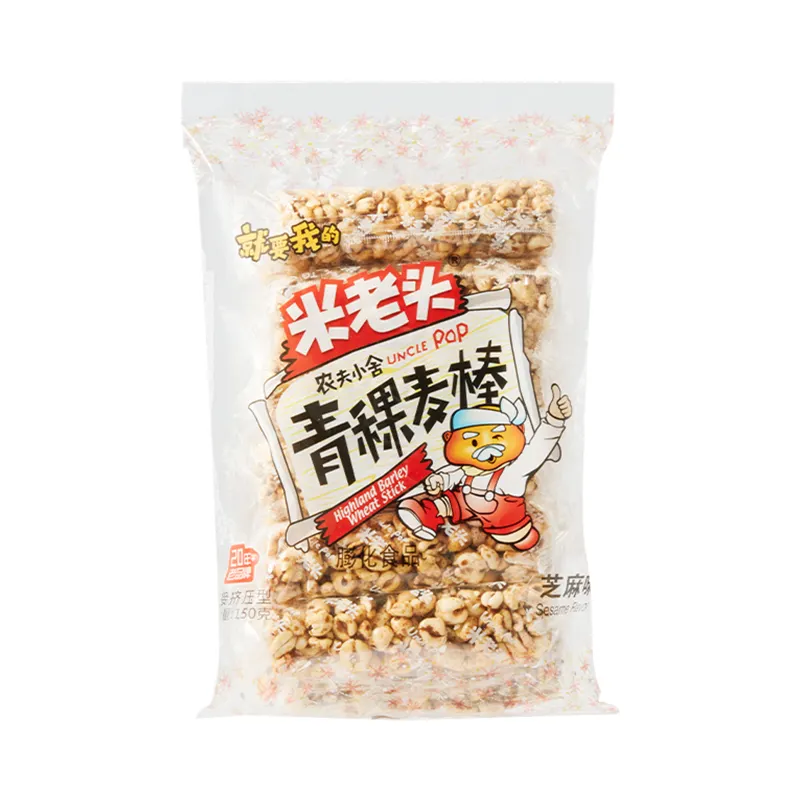 Uncle Pop Chinese Snack puffed Grain Snacks Wheat Cracker Highland Barley Energy Bar Halal Snacks Peanut Flavor
