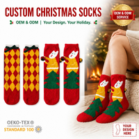 Chaussettes de Noël en fourrure avec logo personnalisé |   Motif Argyle en Chenille Confortable |   Cadeau de fête pour les fêtes de fin d'année |   Certifié Oeko-Tex