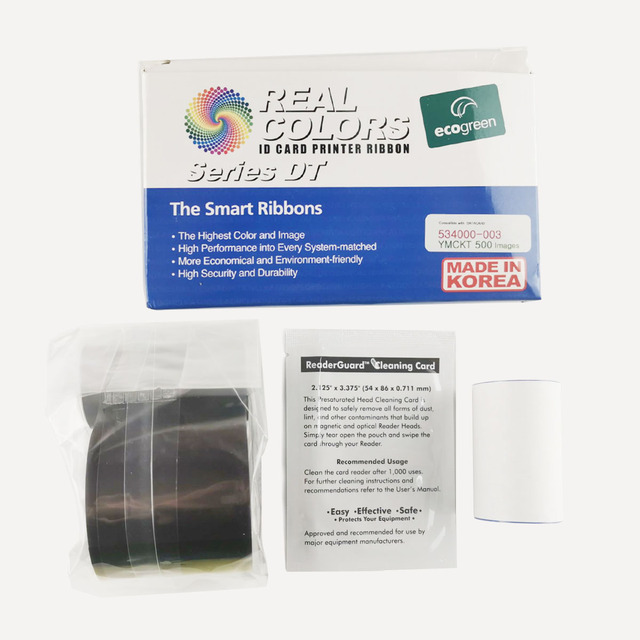 534000-003 YMCKT Color Ribbon for Datacard SP/SD series Printer 500 Print Including Cleaning Card&Roller