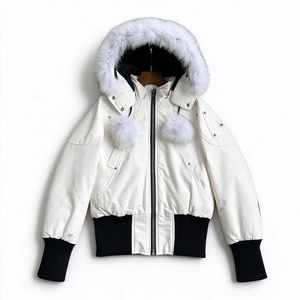 Chaqueta corta de invierno tipo bomber con cremallera, cálida, de plumón, de lujo, resistente al frío, para exteriores. - Product Image 6