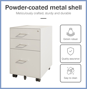 Con lăn chuyên nghiệp di chuyển kim loại Tủ hồ sơ với 3 ngăn kéo, ngăn kéo loại khóa cơ chế và dễ dàng di chuyển để sử dụng hàng ngày - Product Image 2