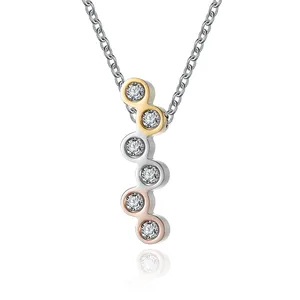 Tri colori in acciaio inox ondulato creatività opera d'arte catena sottile collana lucido infinito ciondolo con pietre Cz intarsio gioielli
