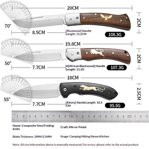 Cuchillo Plegable de Acero Compuesto con Mango de Madera, Pequeño, Portátil, Multifuncional, para Exteriores, Camping, Hogar, Frutas, Venta Caliente Transfronteriza - Product Image 4
