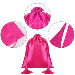 Custom Logo Wig Hair Extension Bag Packaging Drawstring Silk Wholesale Satin Bags for Wig Makeup Bag Silk Jewelry Pouch - Product Image 5