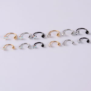 Nouveau design clous d'oreille en acier inoxydable fer à cheval Piercing Zircon Labret clous à lèvres oreille Cartilage <span class=keywords><strong>Targus</strong></span> Daith Piercing bijoux 20G - Product Image 4