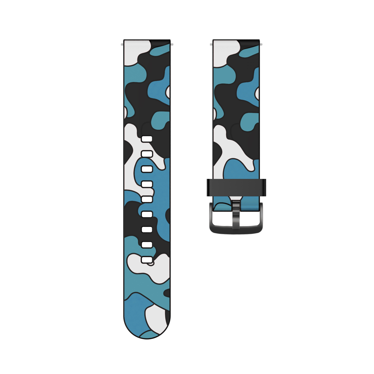 New Silicone 20mm 22mm Camouflage Watch Strap Band Loop Stainless Steel Adjustable Elastic Sport Smart Watch Accessories