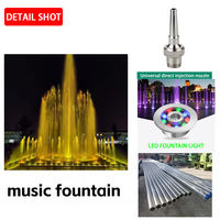 Fuente de Agua Musical Circular para Exteriores con Iluminación LED Dorada, Chorro Alto Decorativo para Plazas y Espectáculos
