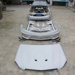 FRP Wide Body Kit per <span class=keywords><strong>Mercedes</strong></span> Benz classe <span class=keywords><strong>C</strong></span> W204 C63 C200 C300 Black Series Style paraurti anteriore minigonne laterali parafango cofano barra posteriore - Product Image 6
